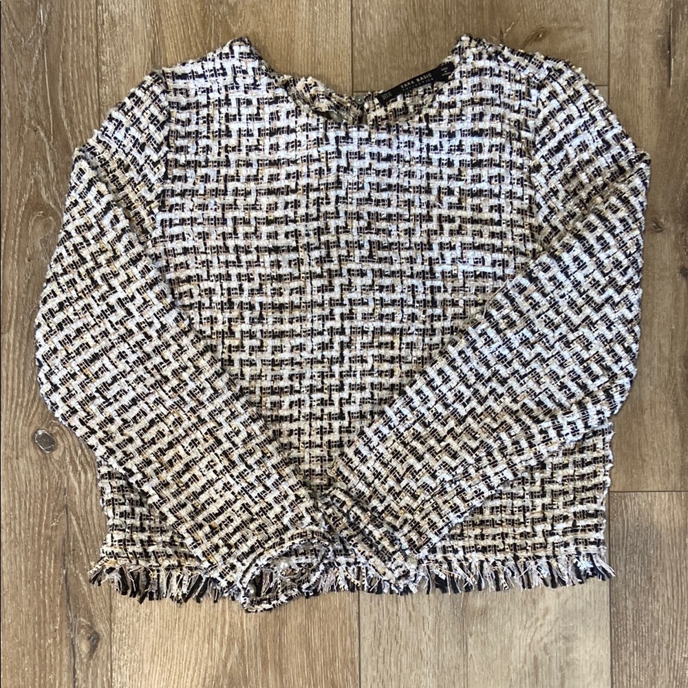 Chic Tweed Women's Top - Black and White